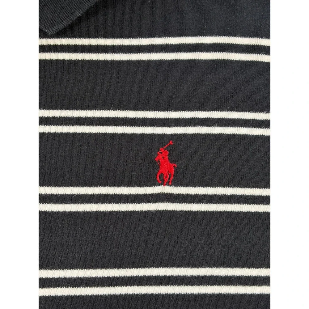 Polo Ralph Lauren Mens XL Navy Blue White Striped Short Sleeve Polo Shirt Cotton